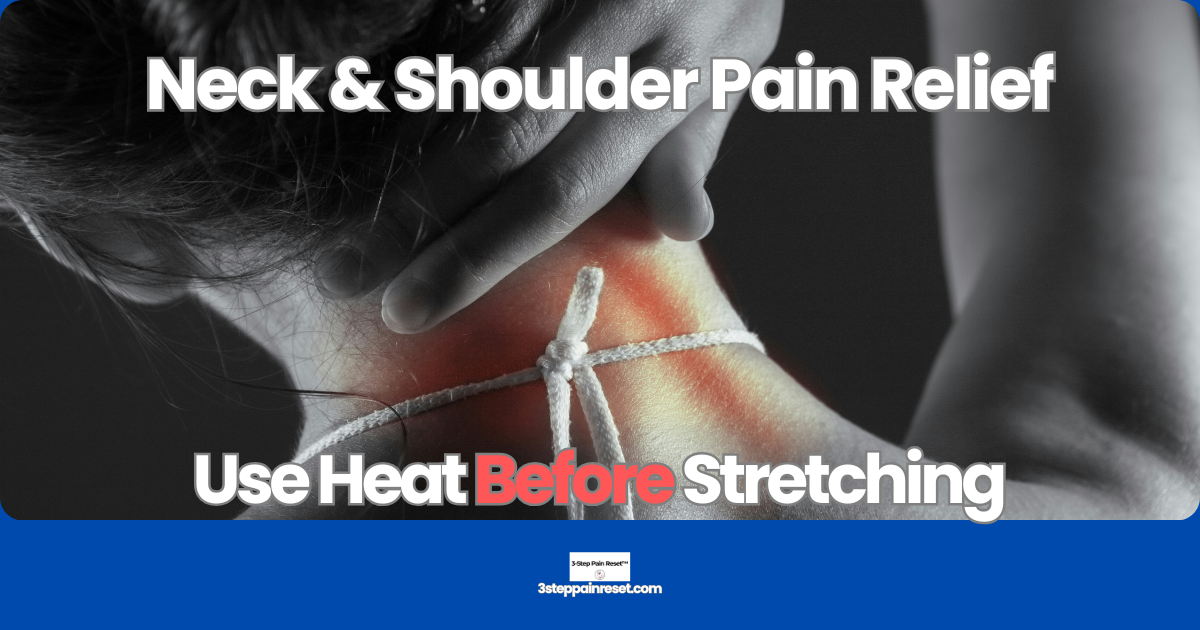 neck and shoulder pain relief at home using moist heat before stretching