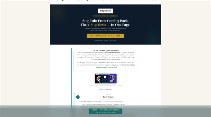 3-Step Pain Reset free quick reference guide