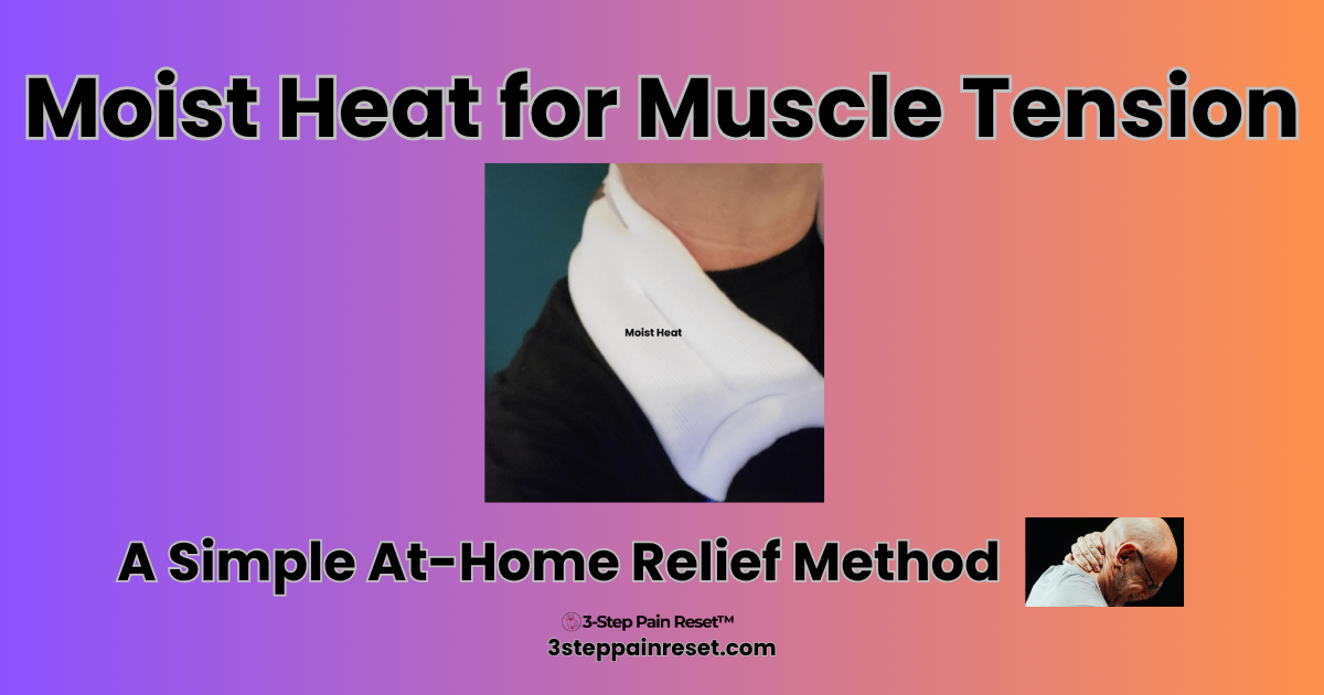 Moist heat pack used for muscle tension relief at home